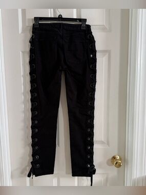 3x1 Black Lace-Up Leg Skinny Jeans 25